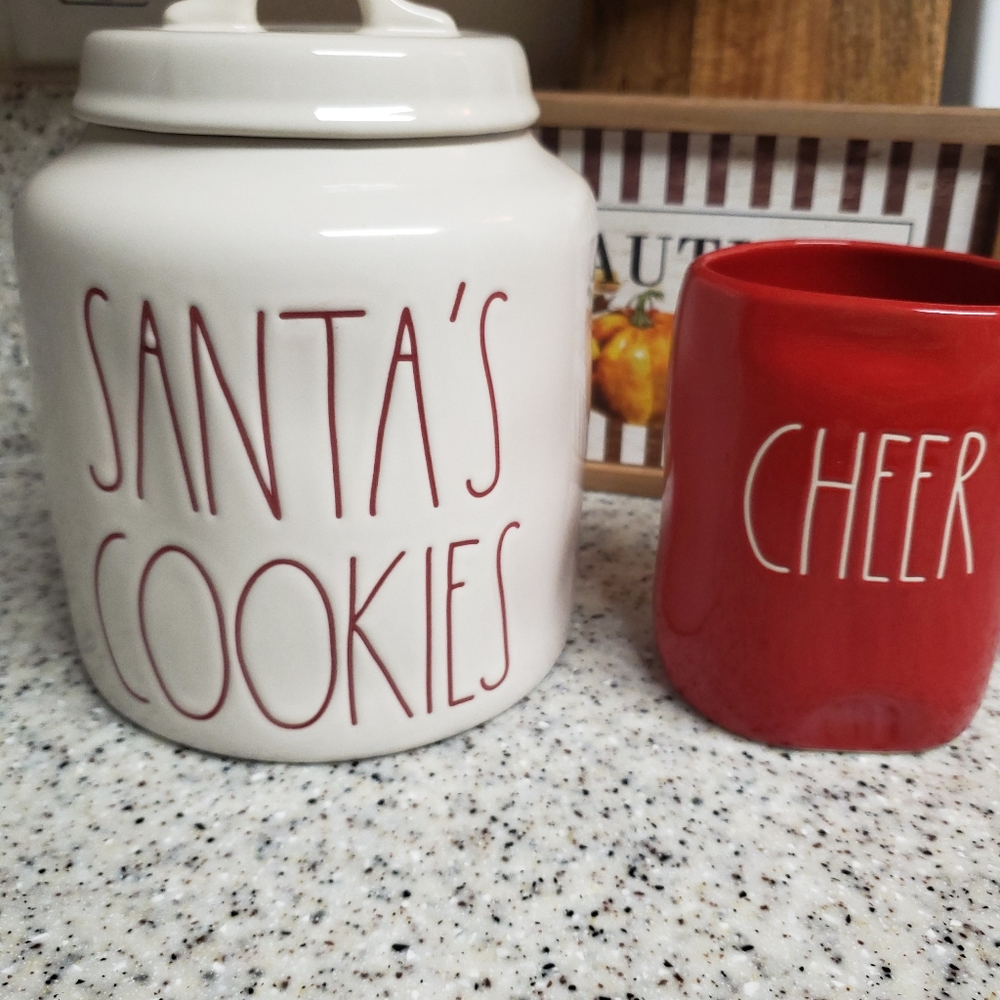 Rae Dunn Santa's Cookie Cannister & Cheer Mug